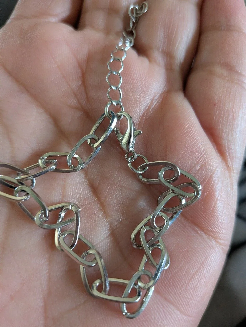 Silver Tone Wide Loop Bracelet Unbranded